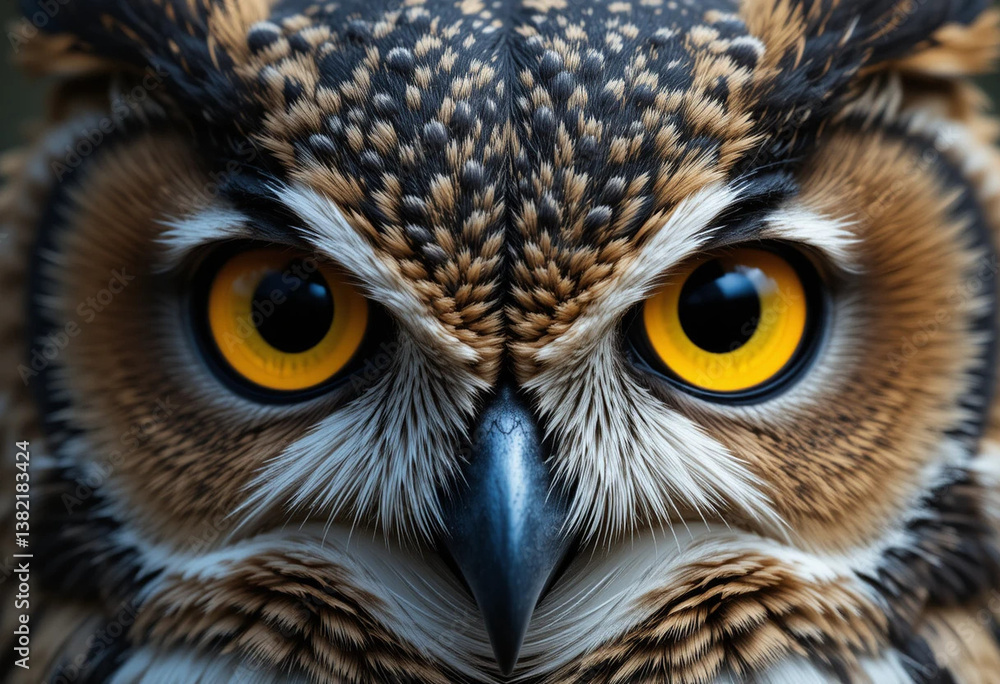 Owl Face with Piercing Eyes Owl Face with Piercing Eyes