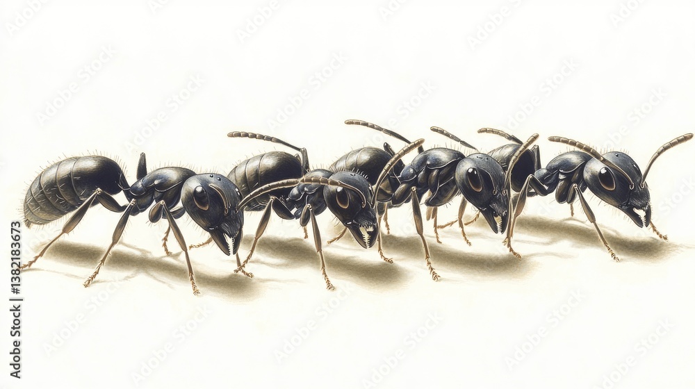 Ants work together to bring food to the nest, illustrating perseverance. Ants work together to bring food to the nest, illustrating perseverance.