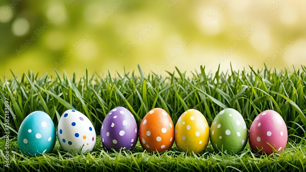 easter eggs on green grass easter eggs on green grass