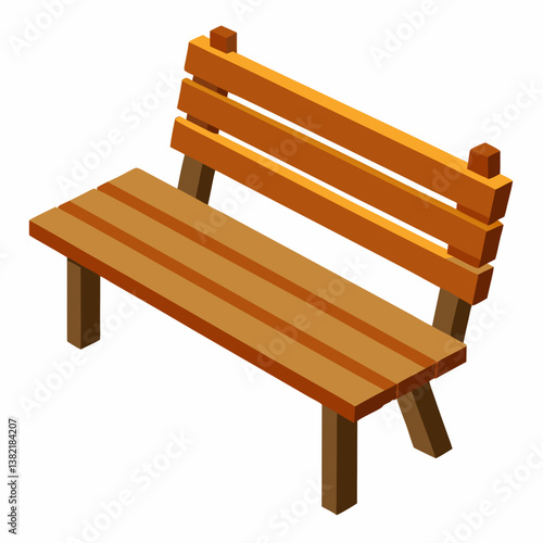 wooden bench on white background