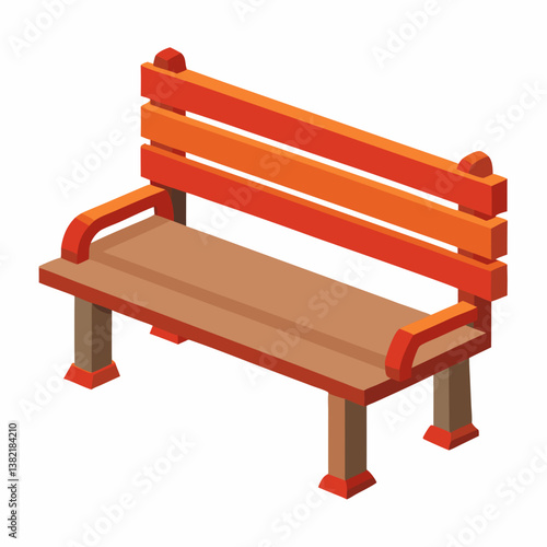 wooden bench isolated on white background