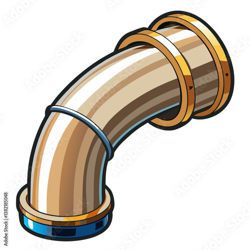High-resolution image of a seamlessly welded curved elbow pipe joint, showcasing the precision and smoothness of the weld.  Details of the metal and weld are crucial.