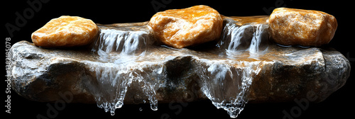 3D Rocks Waterfall Illustration