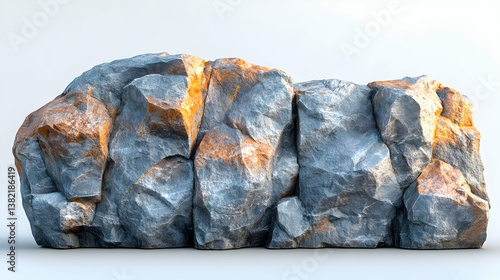 3D Render Gray and Orange Rock Formation