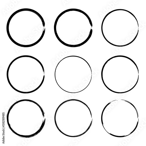 Abstract circles made of grunge brush strokes