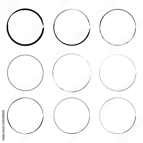 Abstract circles made of grunge brush strokes