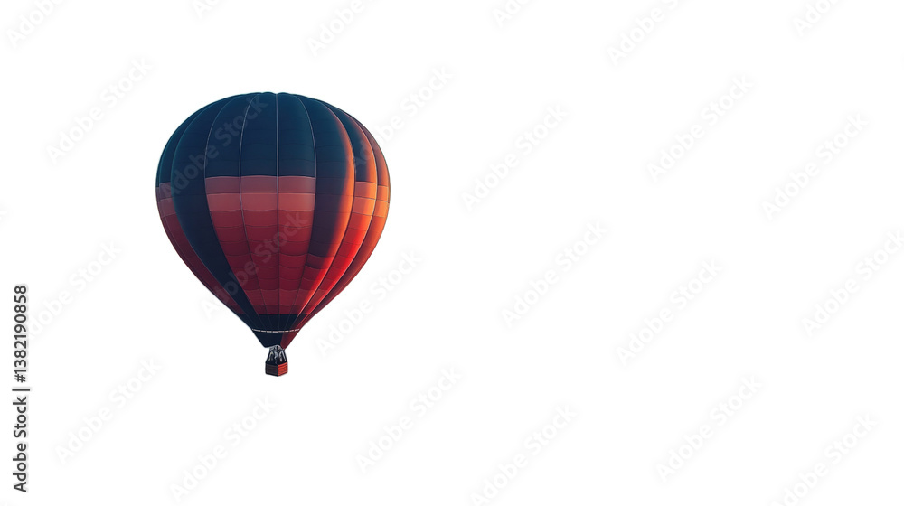 Obraz premium Soaring Ascent: A vibrant hot air balloon rises gracefully against a clear blue sky, inviting viewers to experience the freedom and thrill of a scenic journey.