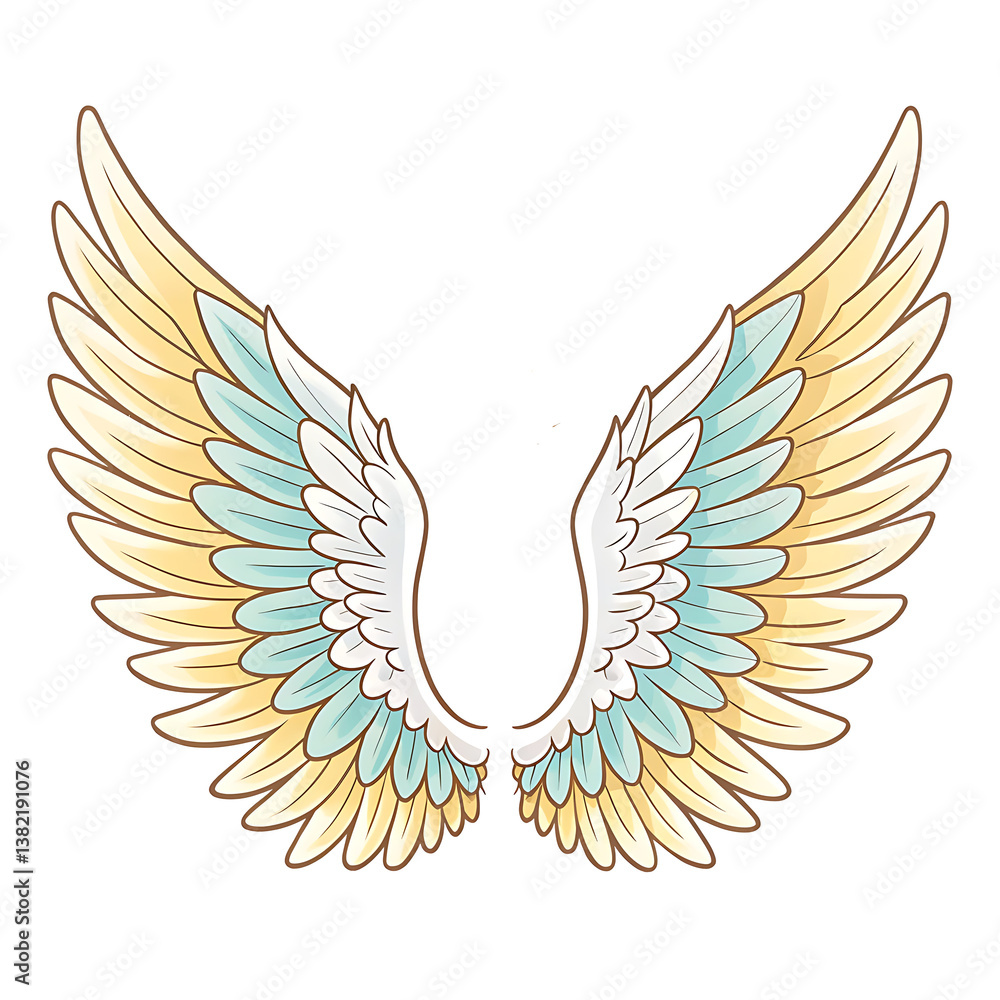 Obraz premium Vibrant Colorful Angel Wings Illustration in Pastel Tones