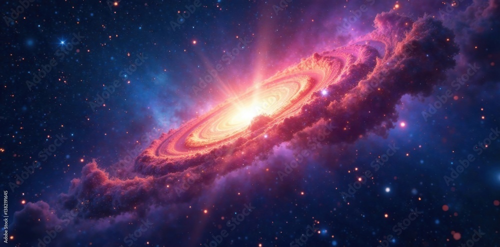 Fototapeta premium Cosmic explosion in starry night sky with galaxy and nebulas , cosmic, nebulae