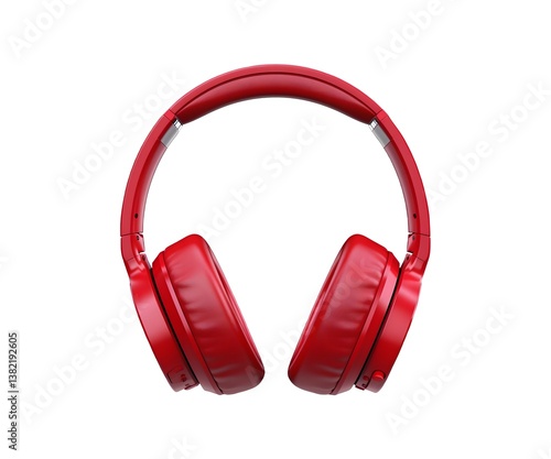 Red Wireless headphone, isolated on white background