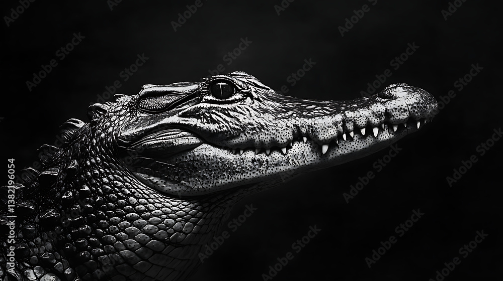 Fototapeta premium Nile crocodile predator in underwater wildlife photography riverbank environment with dramatic lighting