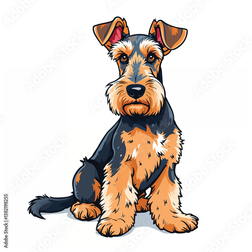 Adorable Cartoon Airedale Dog Vector Illustration