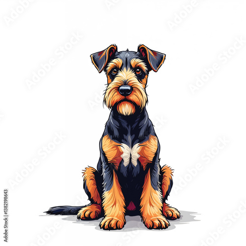 Adorable Cartoon Airedale Dog Vector Illustration