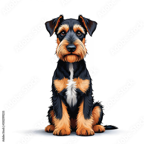 Adorable Cartoon Airedale Dog Vector Illustration