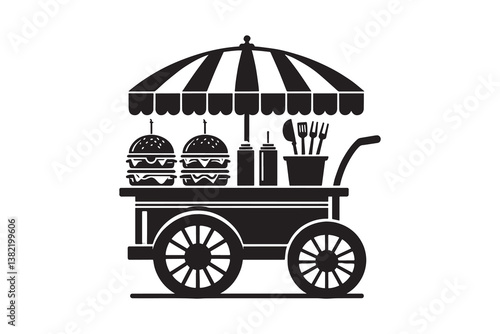 Street Food van silhouette with white background