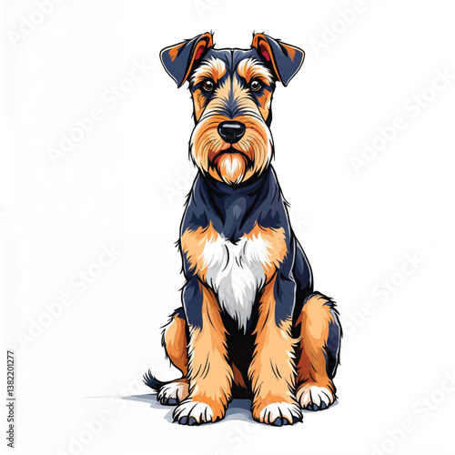 Adorable Cartoon Airedale Dog Vector Illustration