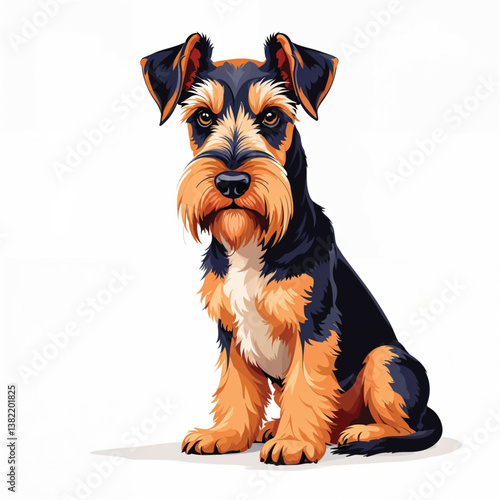 Adorable Cartoon Airedale Dog Vector Illustration