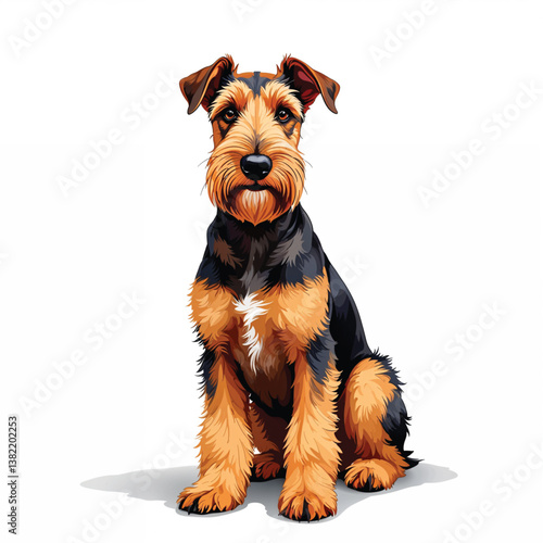 Adorable Cartoon Airedale Dog Vector Illustration