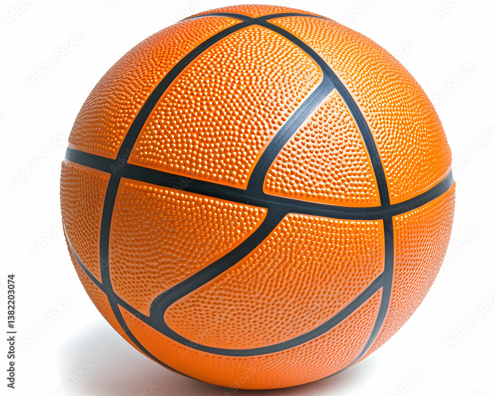 Fototapeta premium Orange basketball with black lines on white background