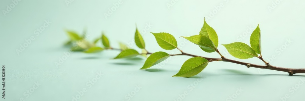 Obraz premium Delicate tree branches stretched out on a clean surface, leaf, stem