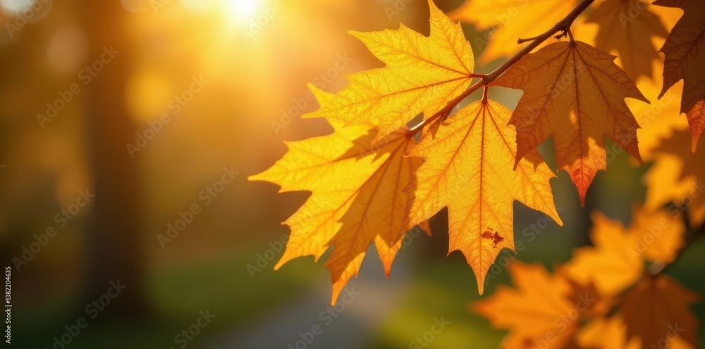 Golden oak leaves, sunlight highlights, autumn detail, bright, branch detail Golden oak leaves, sunlight highlights, autumn detail, bright, branch detail