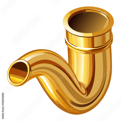 Generate a photorealistic image of a gleaming golden brass pipe, exhibiting a highly polished finish with subtle, barely perceptible imperfections.  Slight reflection visible.