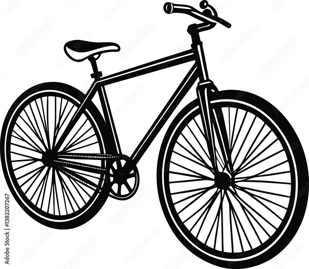 Obraz premium Active Bicycle Silhouette Design – Minimalist Cycling Illustration for Outdoor Adventure and Eco-Friendly Travel Themes