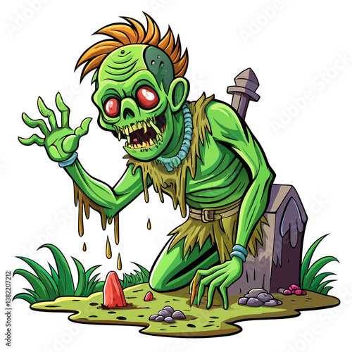 A horrifying close-up of a grotesque zombie's decaying hand, rotting flesh exposed, reaching out from the shadows.  Focus on the texture and detail of the decomposition.