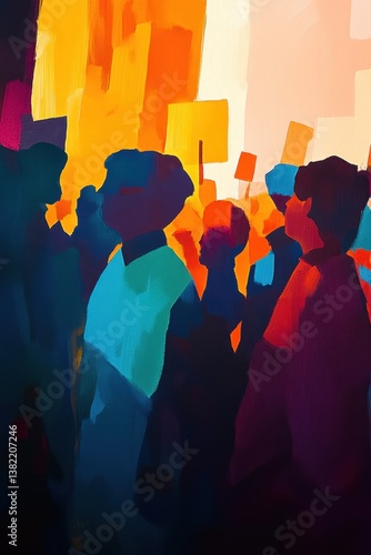 Colorful protest crowd abstract illustration	