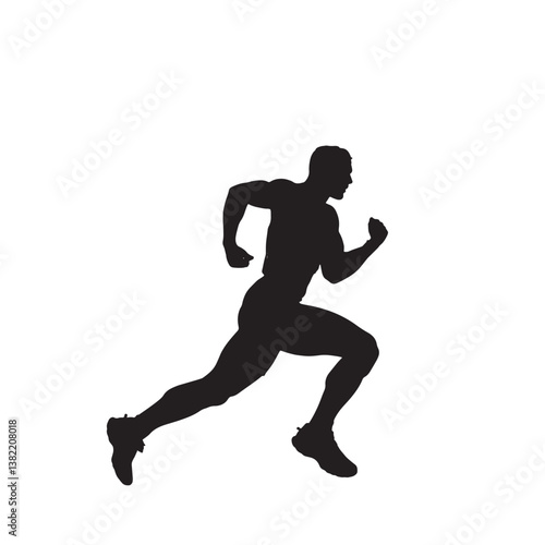 Silhouette of a running man in motion