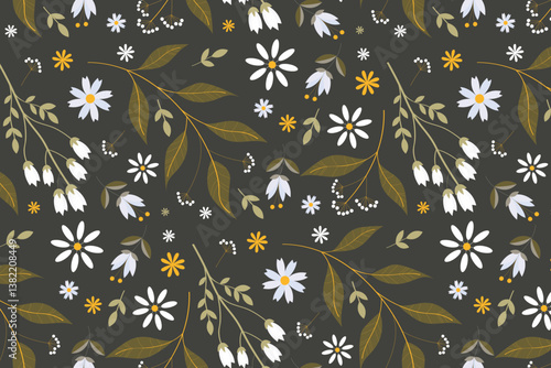 florals pattern. hand drawn florals vector background.