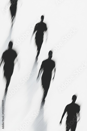 Abstract silhouettes running with motion blur	