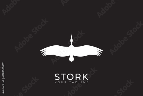 Stork logo with minimalist design, stork silhouette logo, stork outline logo