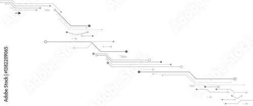 Abstract grey circuit line technology pattern on white background, futuristic vector illustration of digital circuitry design for tech backgrounds	
