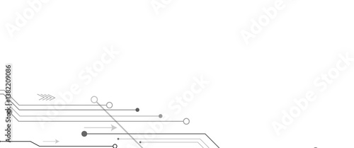 Abstract grey circuit line technology pattern on white background, futuristic vector illustration of digital circuitry design for tech backgrounds	
