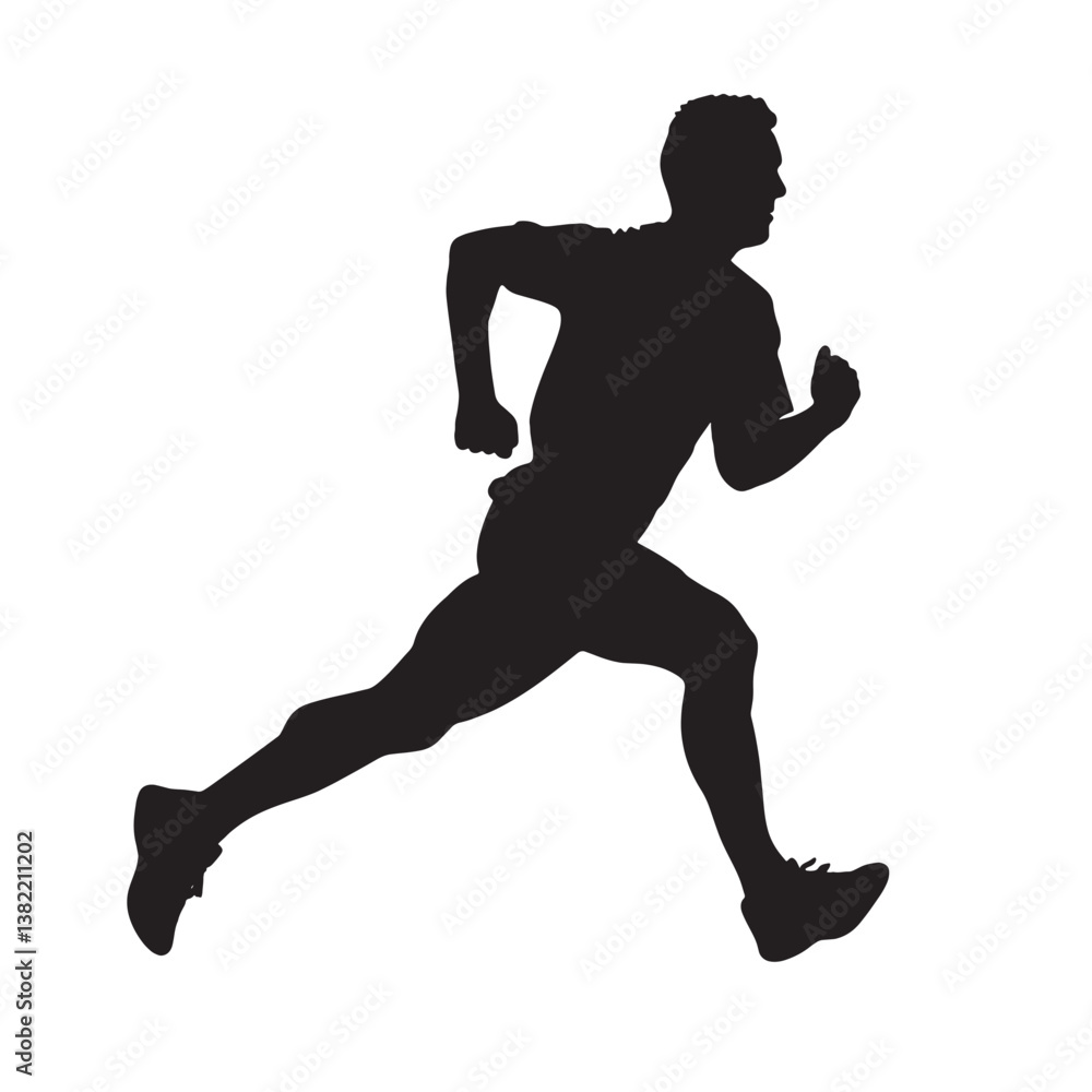 Black vector illustration of a running man silhouette depicts a sport athlete in action Black vector illustration of a running man silhouette depicts a sport athlete in action