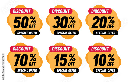 Discount speech bubble labels. mega sale, price tags discount, best sale red tag template, special