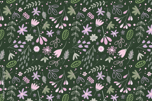 florals pattern. hand drawn florals vector background.