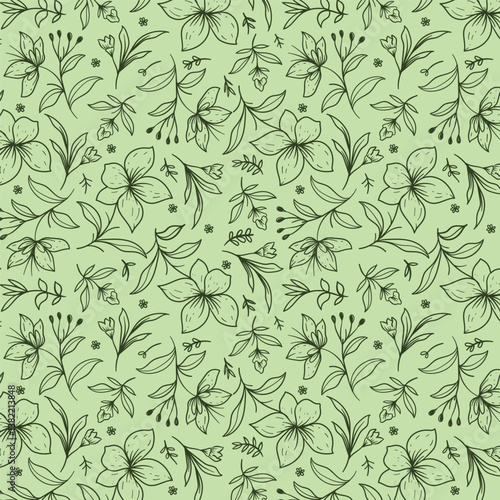 florals pattern. hand drawn florals vector background.