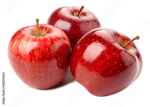 Red delicious apples isolated on transparent background Generative Ai.
