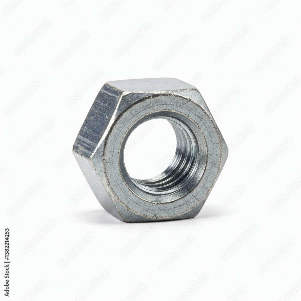 Stainless steel nut isolated on white background front view Stainless steel nut isolated on white background front view