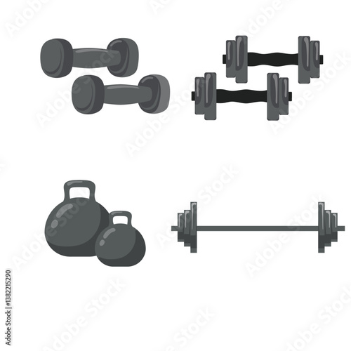 Vector illustration Dumbbells and Strength Training Equipment Icons