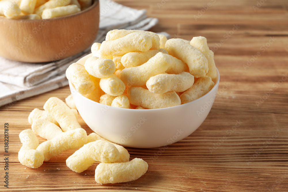 Corn sticks, concept of tasty snack food Corn sticks, concept of tasty snack food