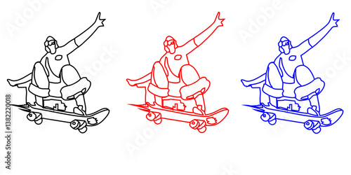 Skateboarding Silhouette illustration isolated on a white background