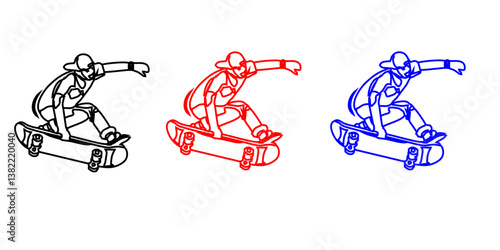 Skateboarding Silhouette illustration isolated on a white background
