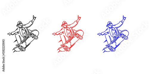 Skateboarding Silhouette illustration isolated on a white background