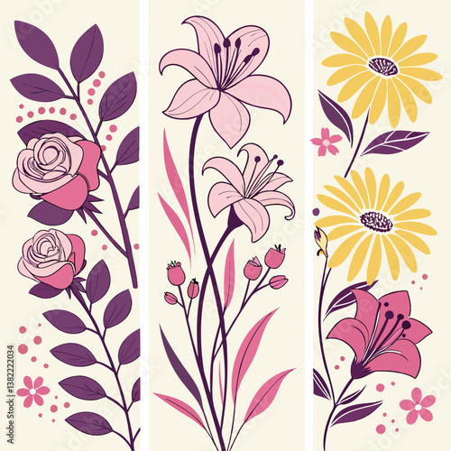 Wallpaper Mural seamless flower pattern, pattern, background, flower, flower background, pattern design, Line geometric seamless pattern. raster copy illustration. Ethnic floral ornament. For interior design, 
 Torontodigital.ca
