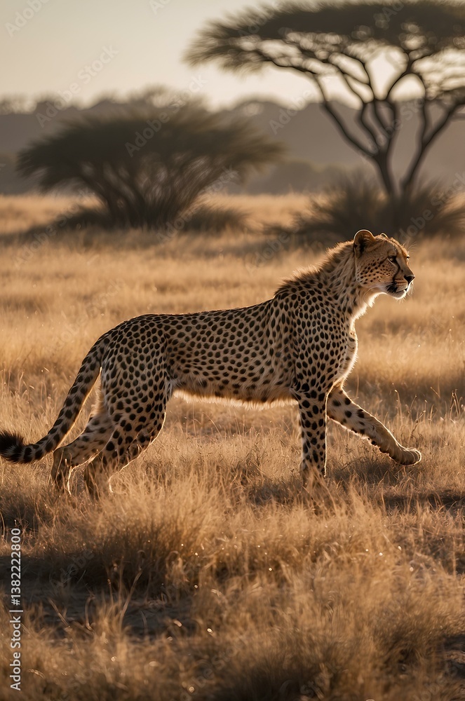 Fototapeta premium Cheetah Walking in Open Field