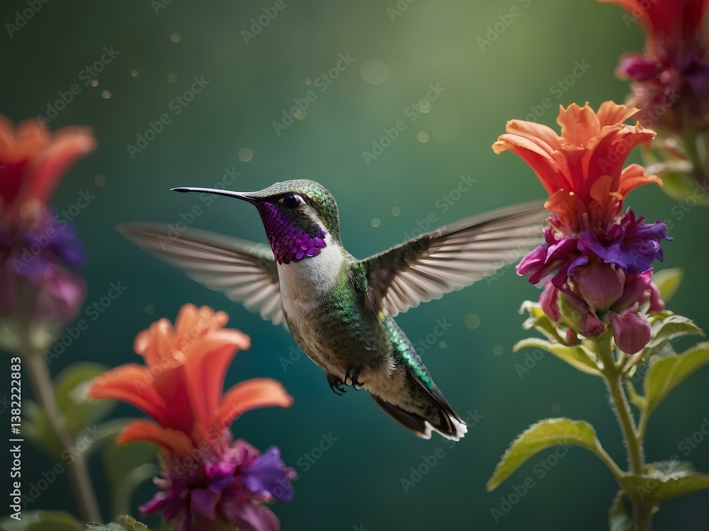 Fototapeta premium Hummingbird's Moment of Flight