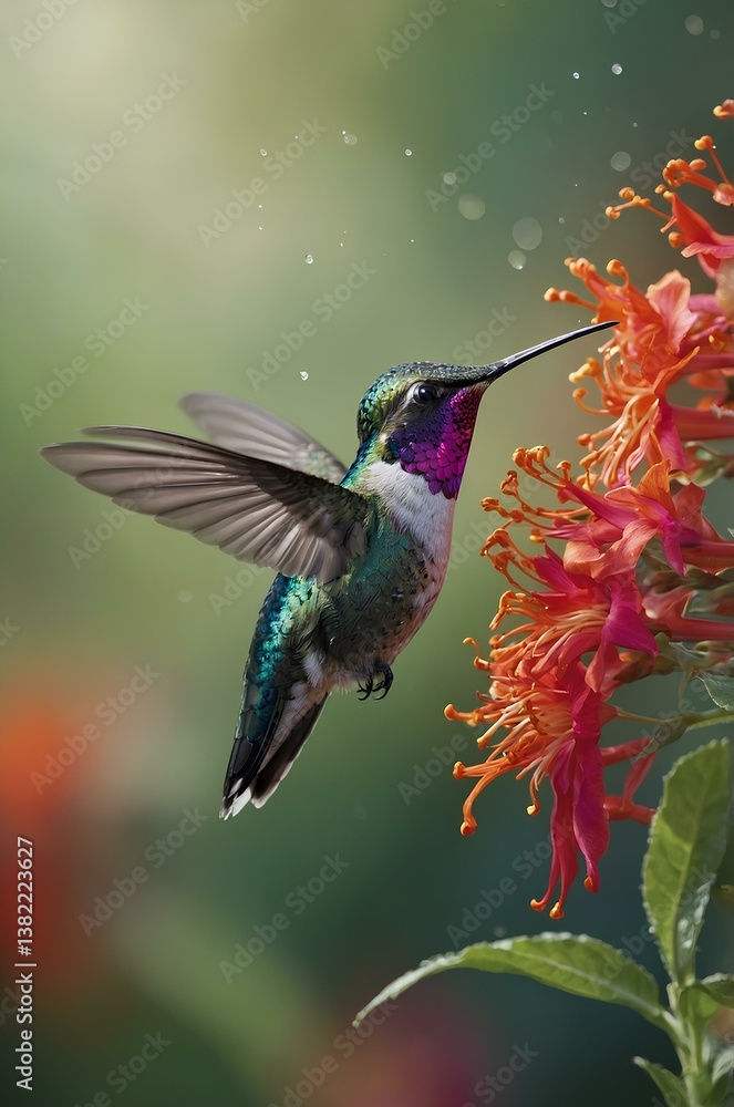 Obraz premium Vibrant Hummingbird in Garden